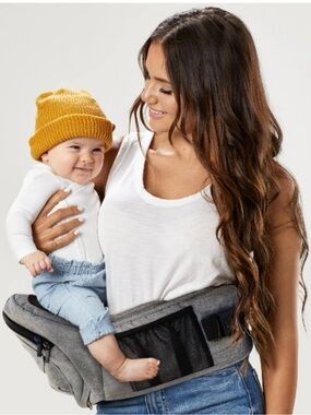 Neutral Grey Baby Hip Seat Carrier — Comfortable Hands-Free Support